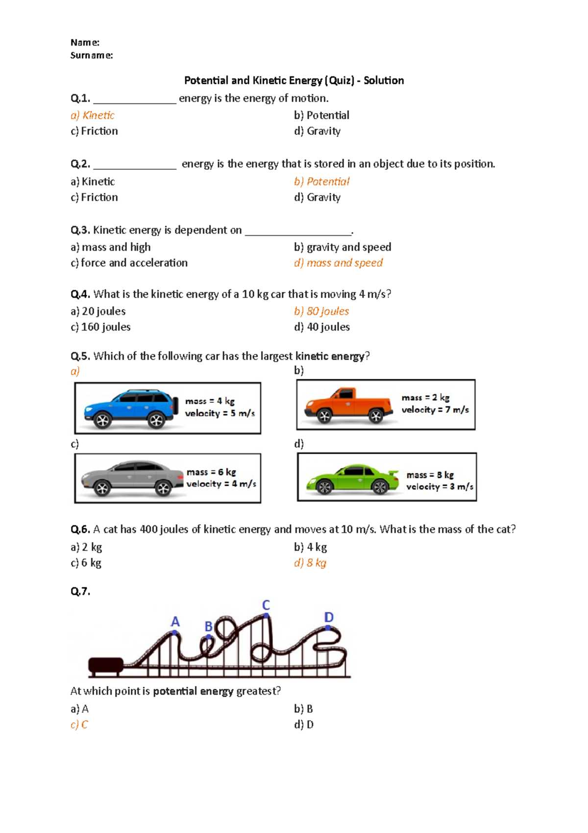 energy test review answer key