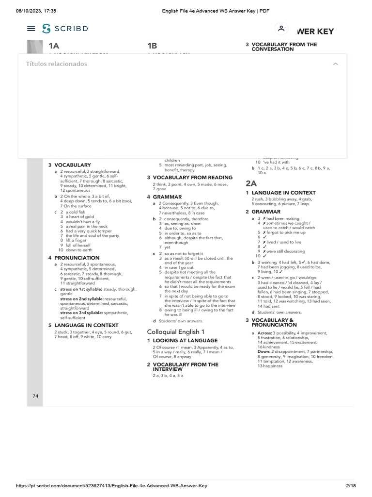 english file advanced workbook answer key
