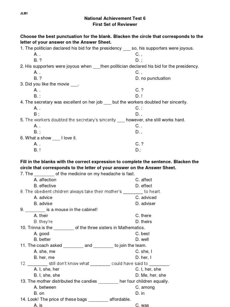 english reviewer with answer key