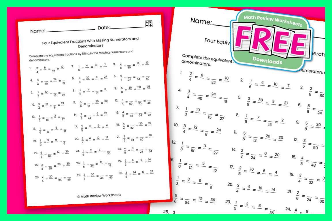 equivalent fractions practice 11 4 answer key