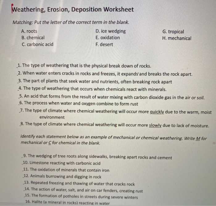 erosion and deposition answer key