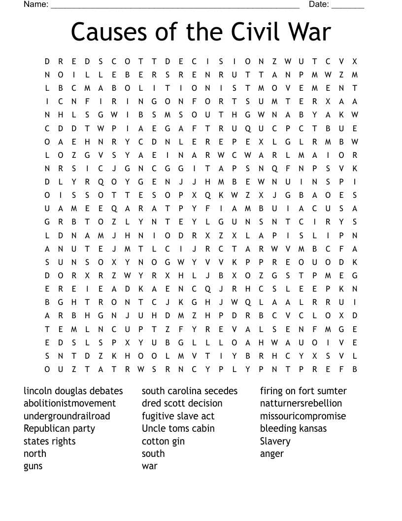 events leading to the civil war comprehension check answer key