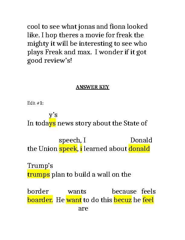 everyday edits answer key