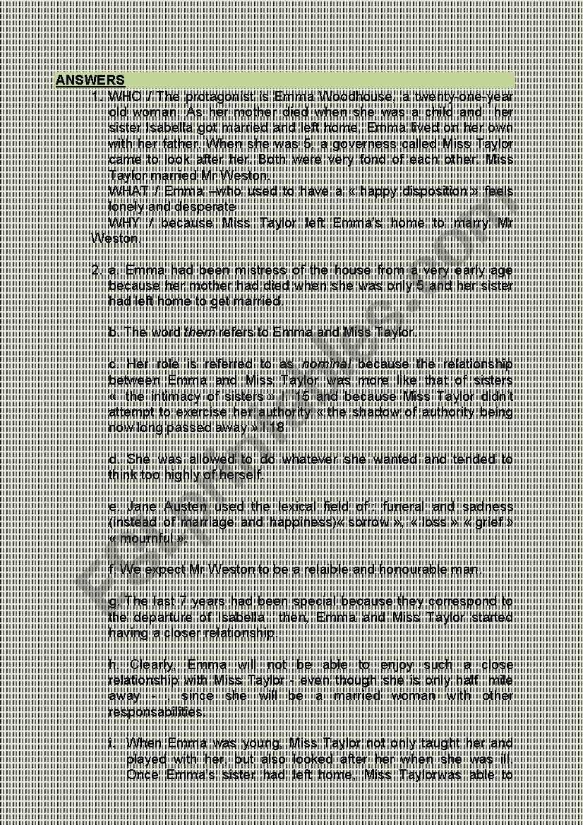 excerpt from emma by jane austen answer key