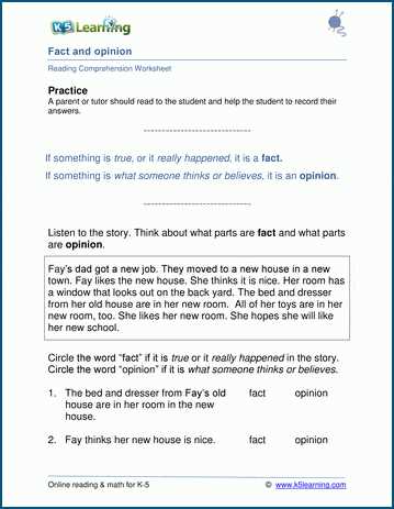 fact or opinion worksheet answer key