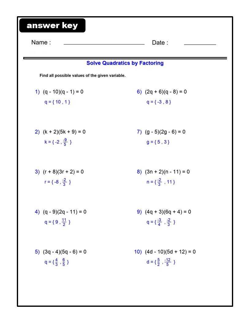 factoring review worksheet answer key factoring review worksheet answer key