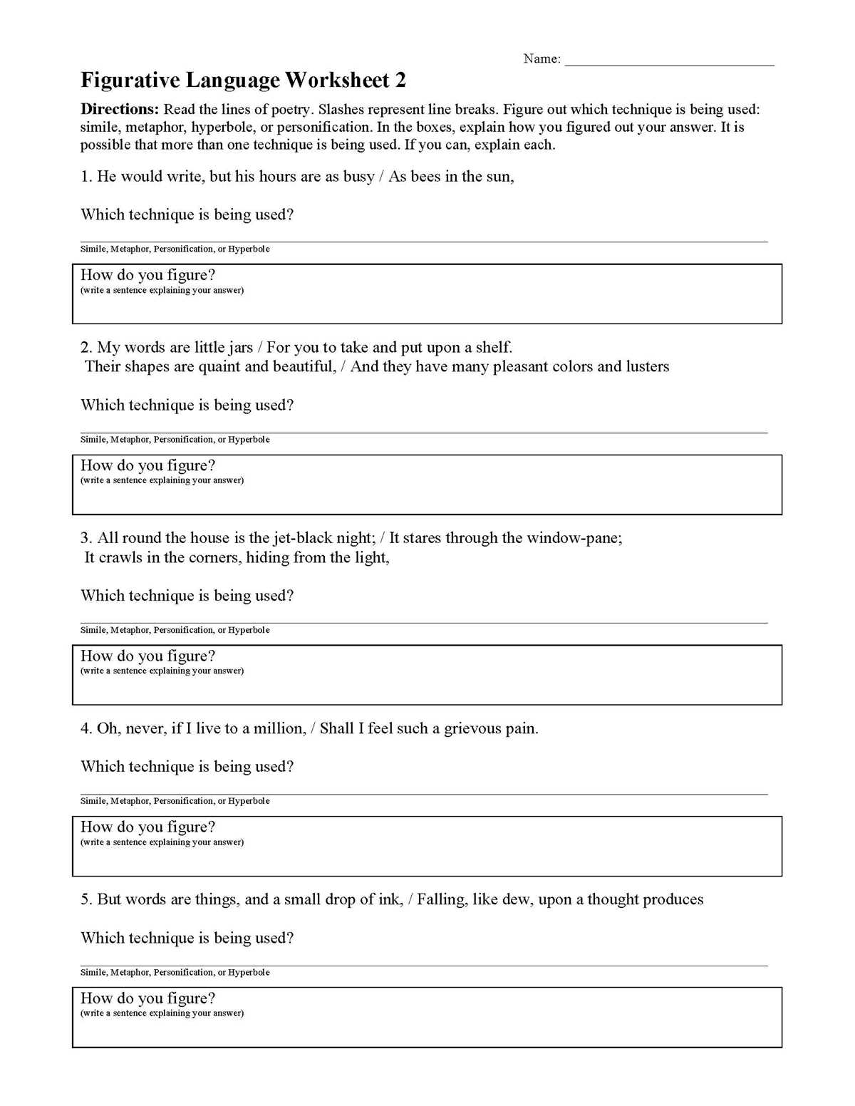 figurative language stories 2 the airport answer key task a