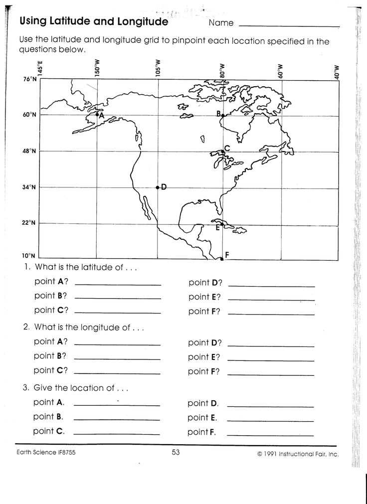 finding places using latitude and longitude answer key