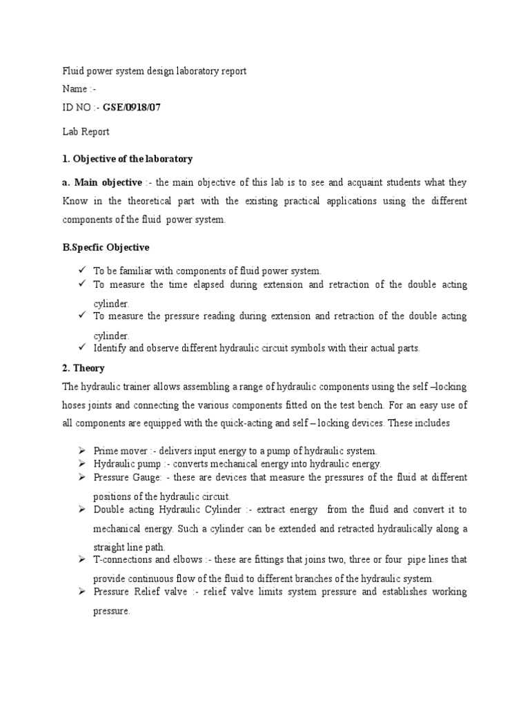 fluid power lab answer key