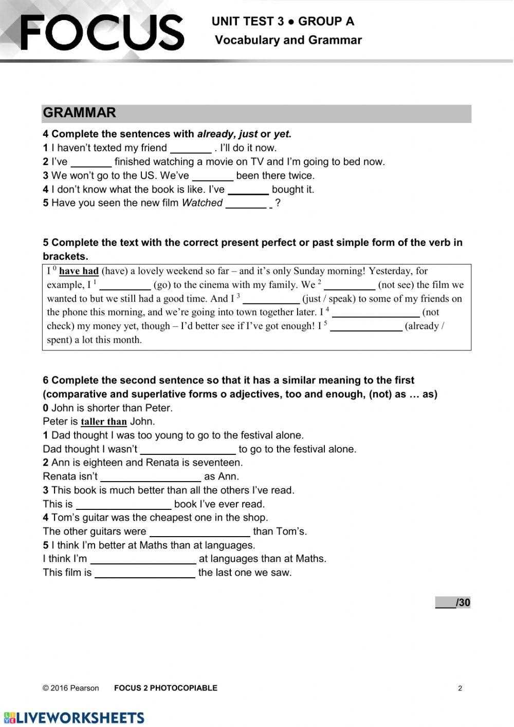 focus 2 students book answer key
