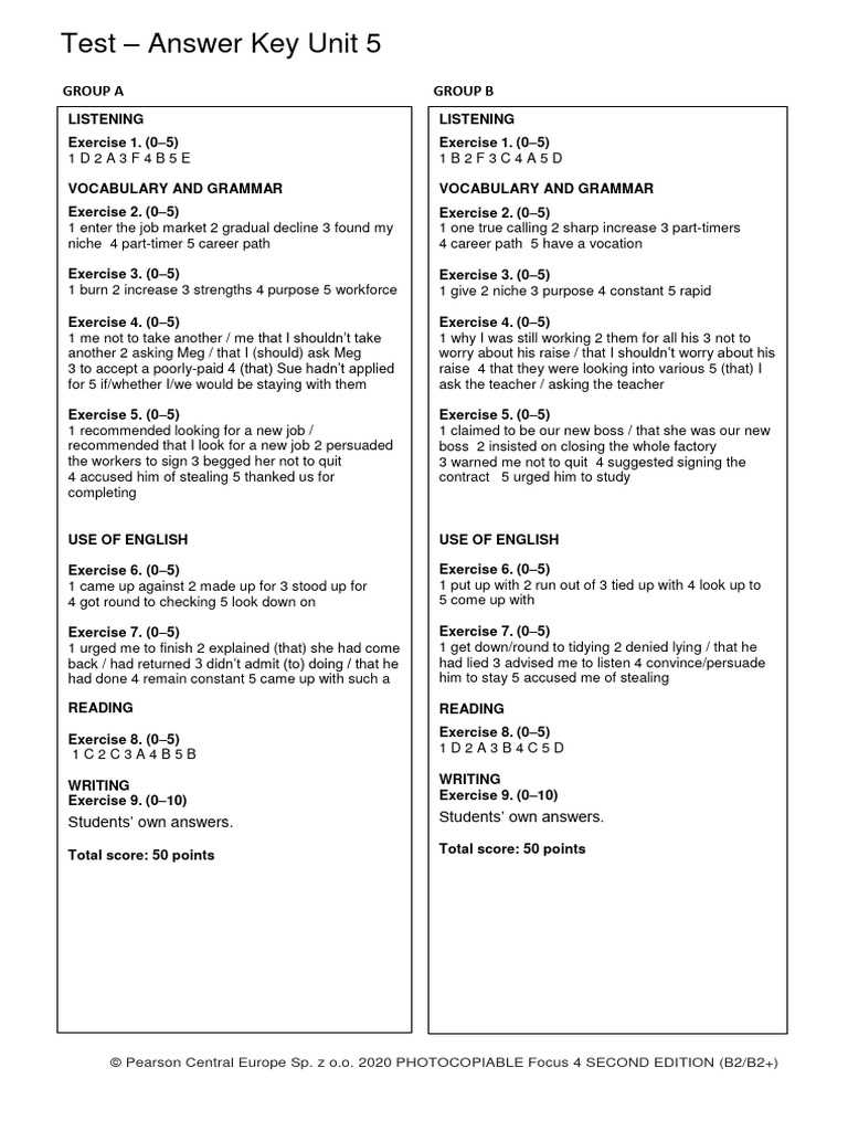focus grammar 5 answer key