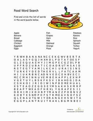 food word search answer key food word search answer key