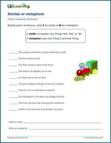 free printable worksheets on similes metaphors personification with answer key