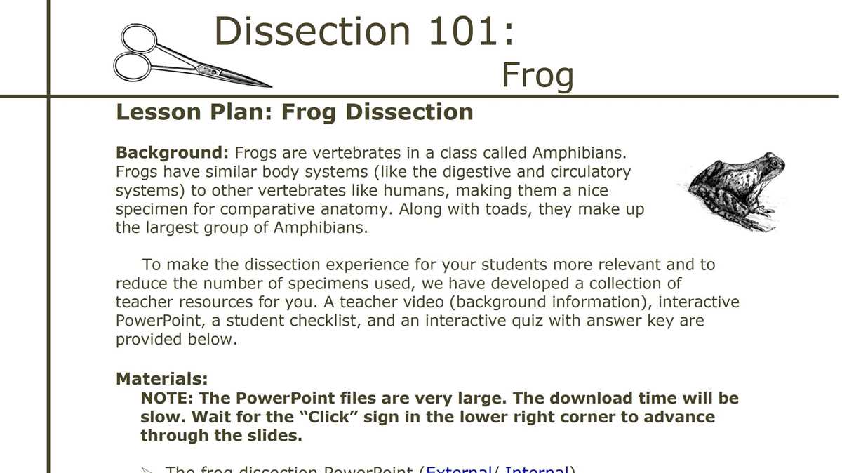 frog dissection lab report answer key