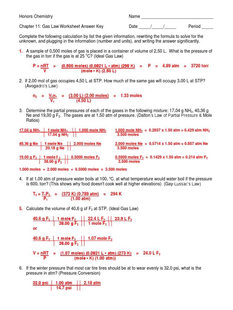 gas laws linkword answer key