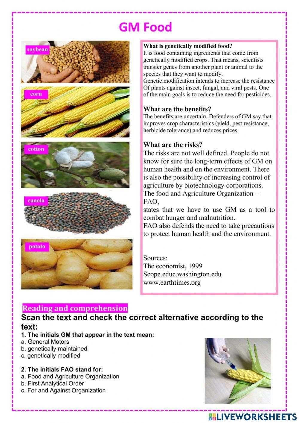 genetically modified foods answer key