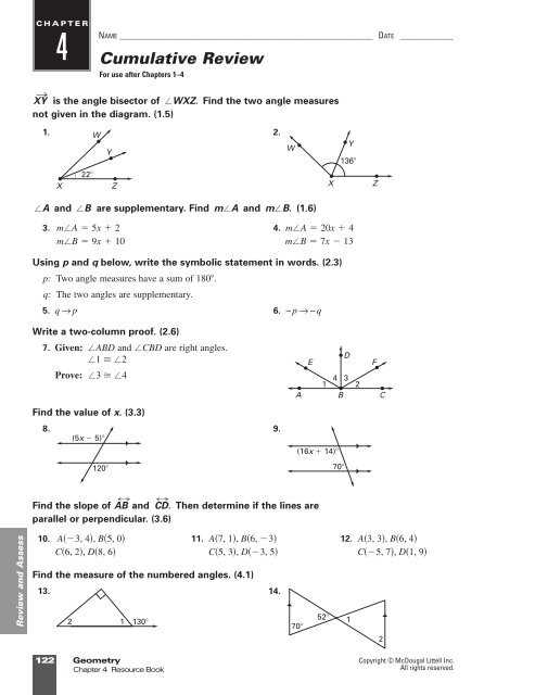 geometry 3.4 3.5 review answer key