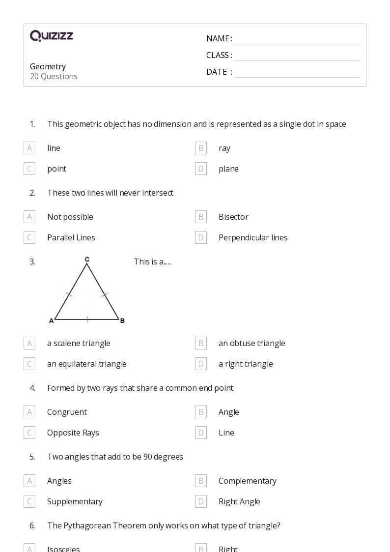 geometry questions with answer key