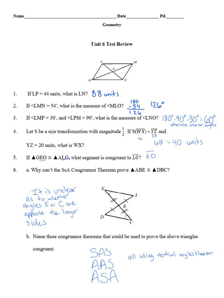geometry unit 6 test review answer key geometry unit 6 test review answer key