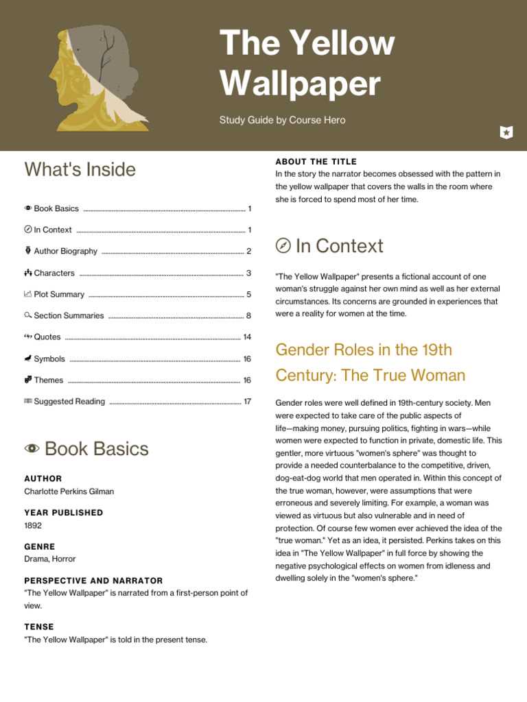 gilmans the yellow wallpaper active reading chart answer key