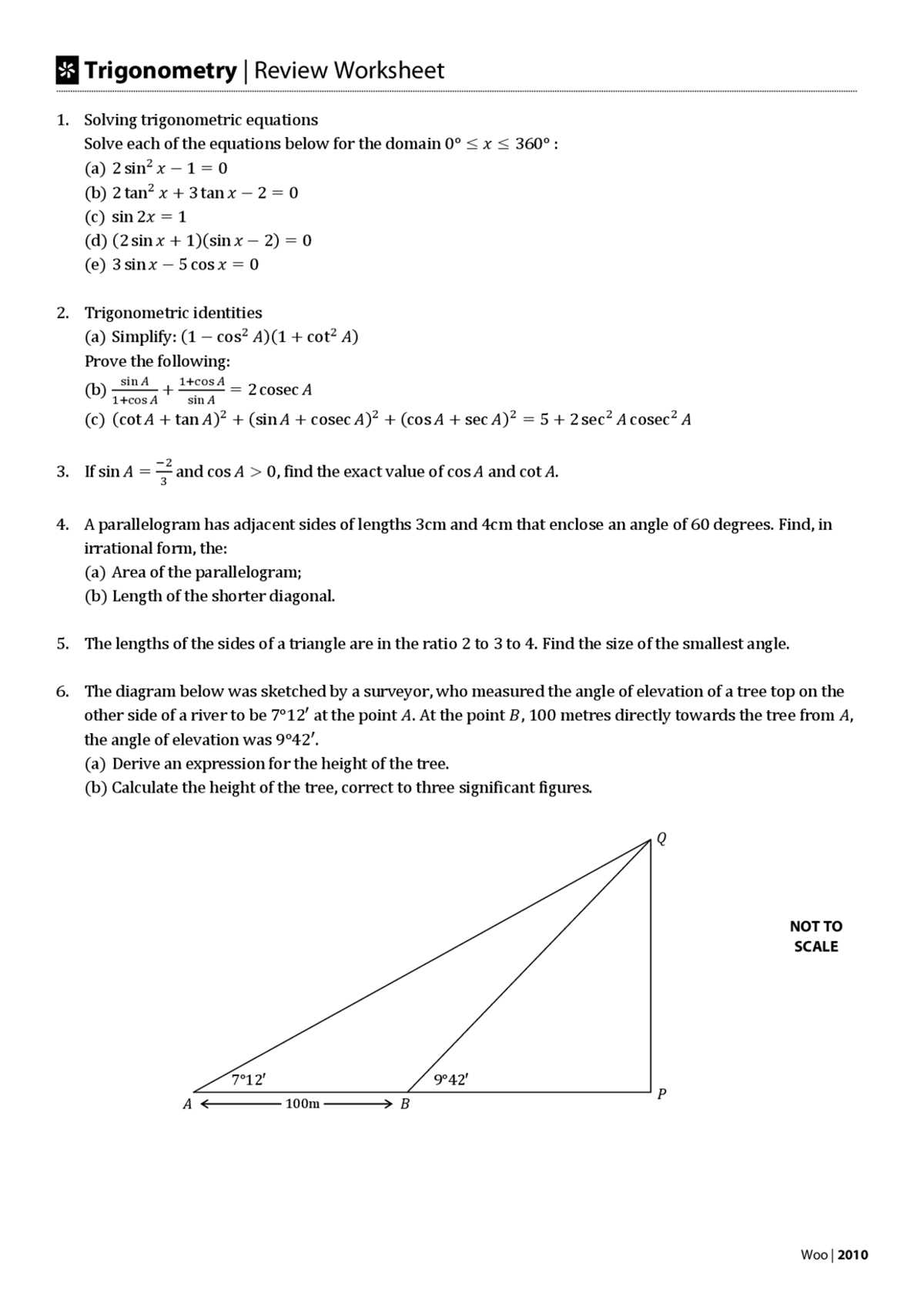gina wilson trigonometry review answer key