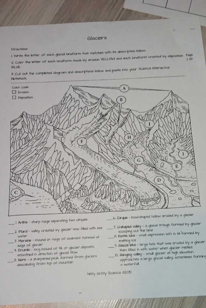 glaciers answer key