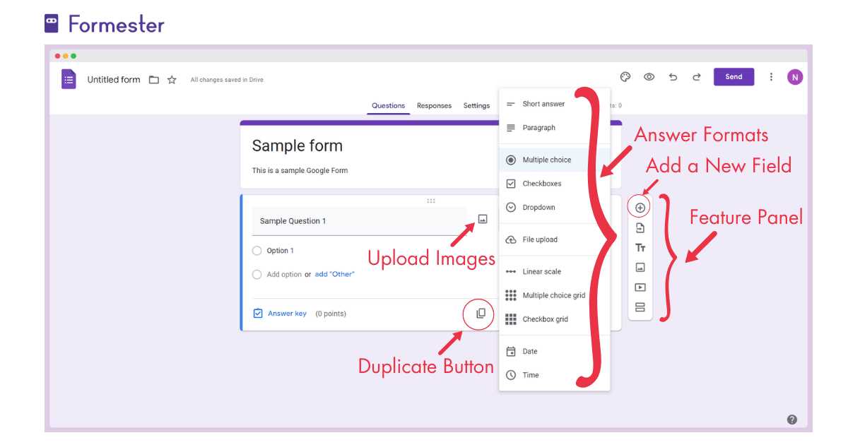 google forms answer key