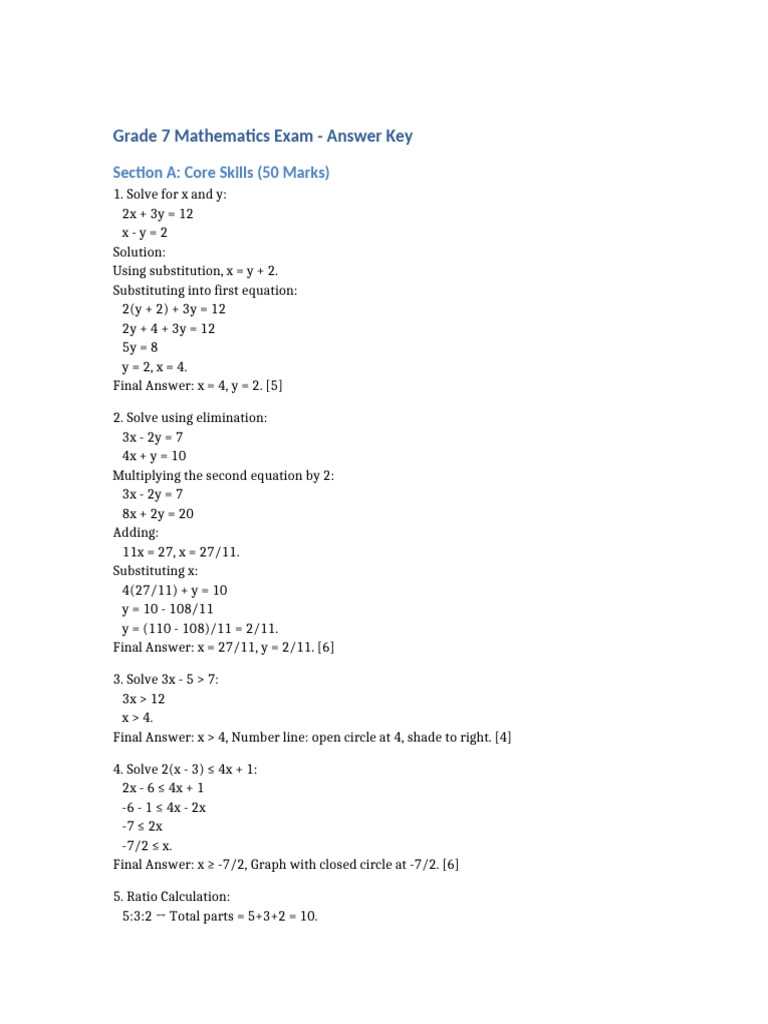 grade 7 mathematics released form answer key 2026