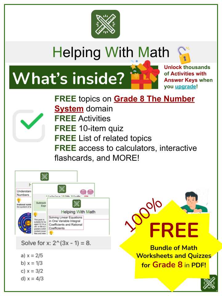 grade 8 winter break math packet answer key