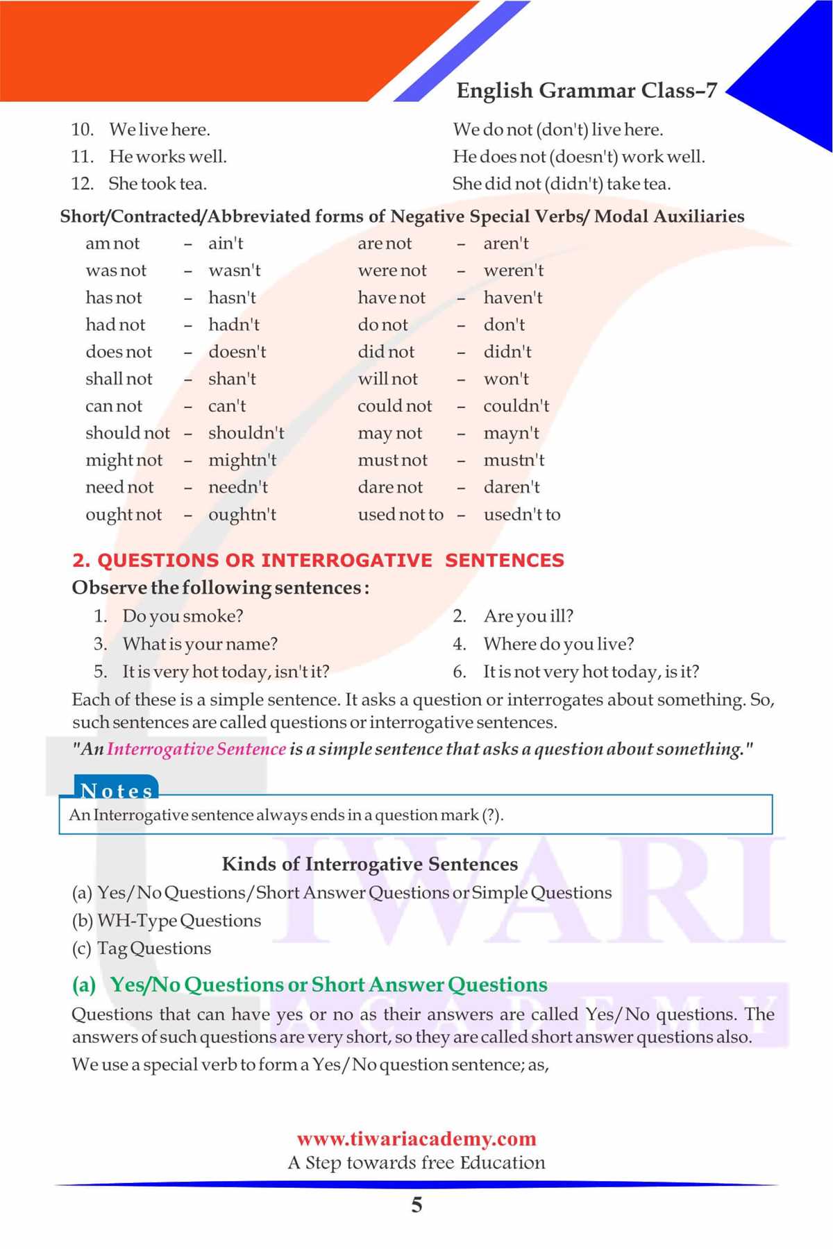grammar practice grade 7 answer key