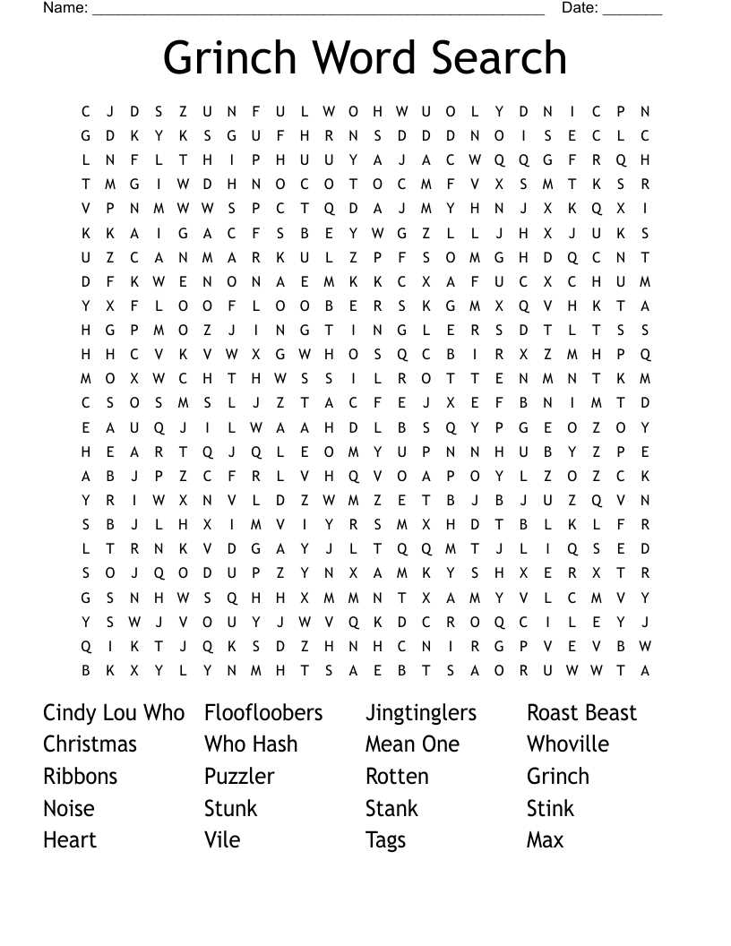 grinch word search answer key grinch word search answer key