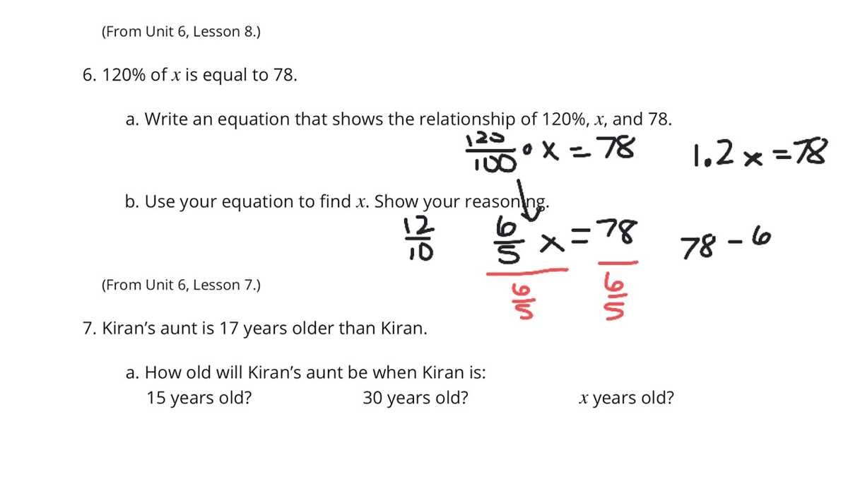 gse grade 6 mathematics unit 6 answer key