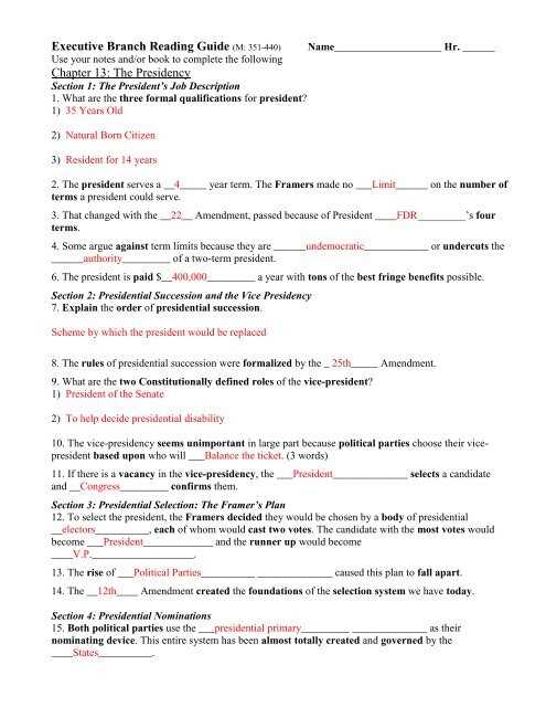 guided reading activity 8 1 president and vice president answer key