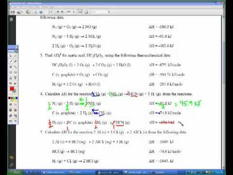 hesss law practice problems answer key