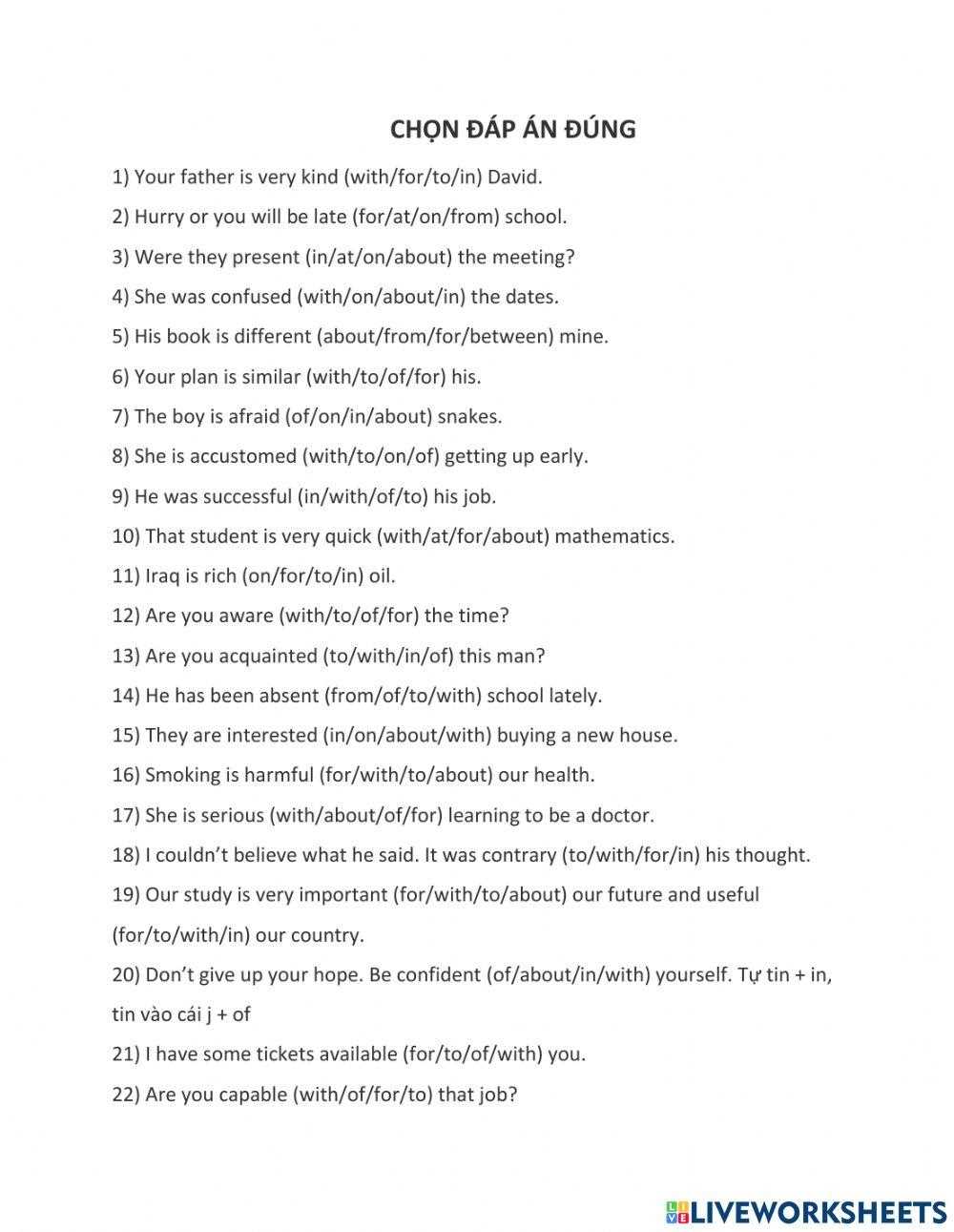 high school preposition worksheets with answer keys printable