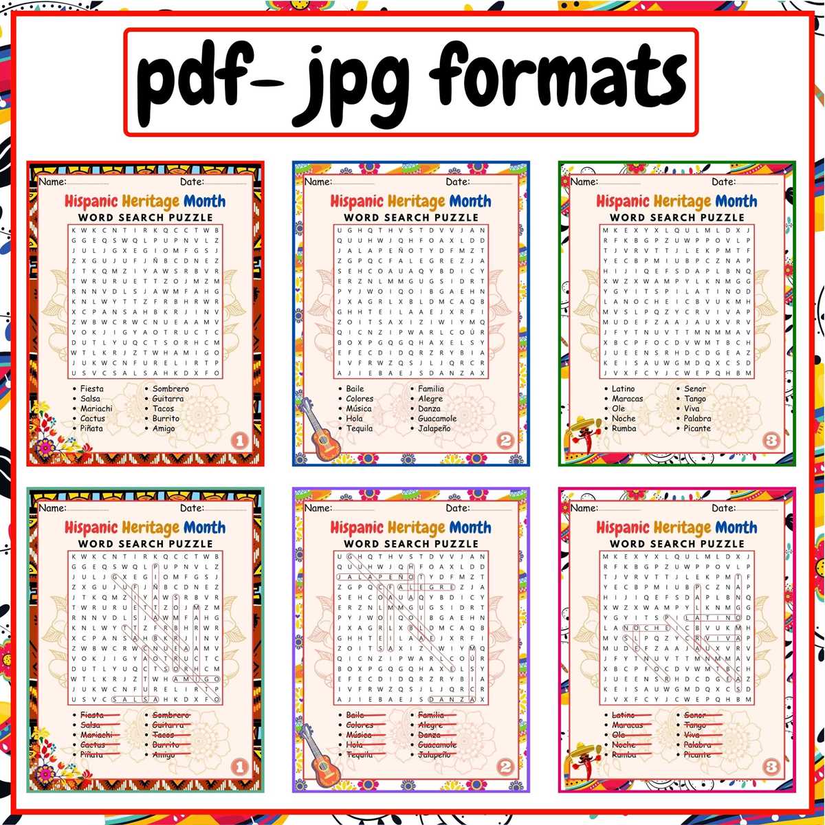 hispanic heritage month country word search answer key