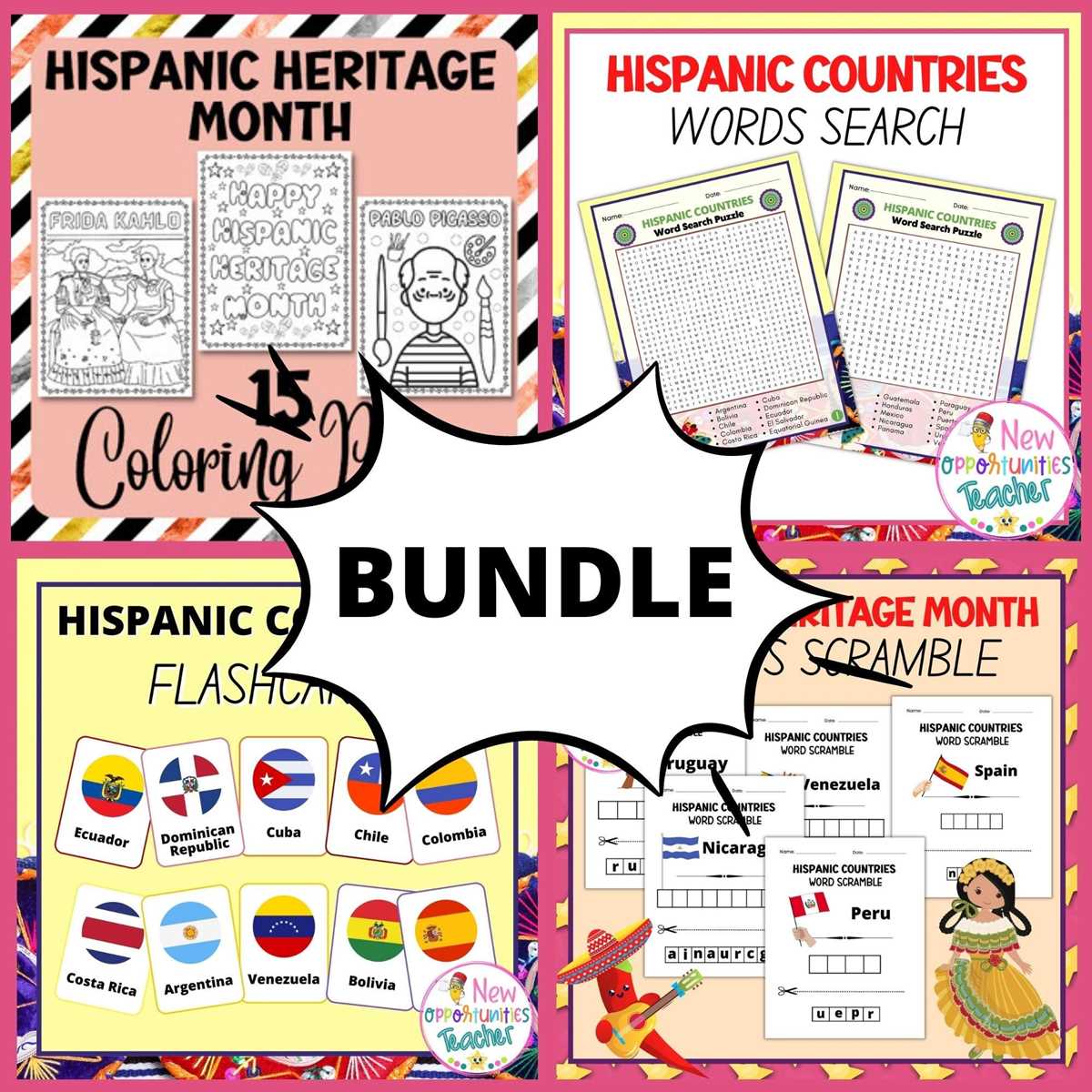 hispanic heritage month country word search answer key