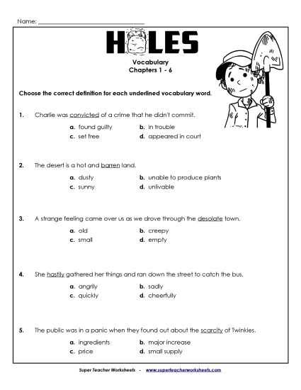 holes study guide questions answer key