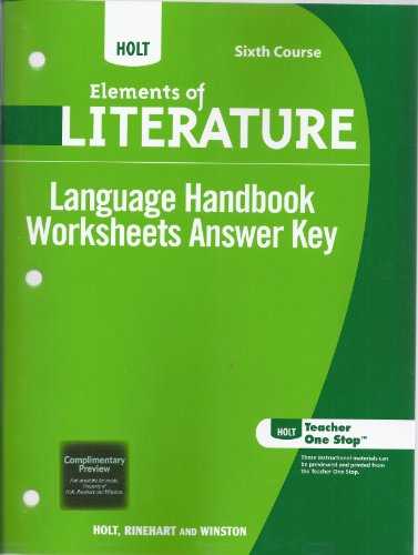 holt elements of literature sixth course answer key