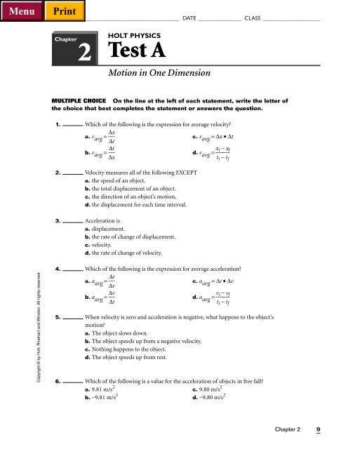 holt physics section review answer key