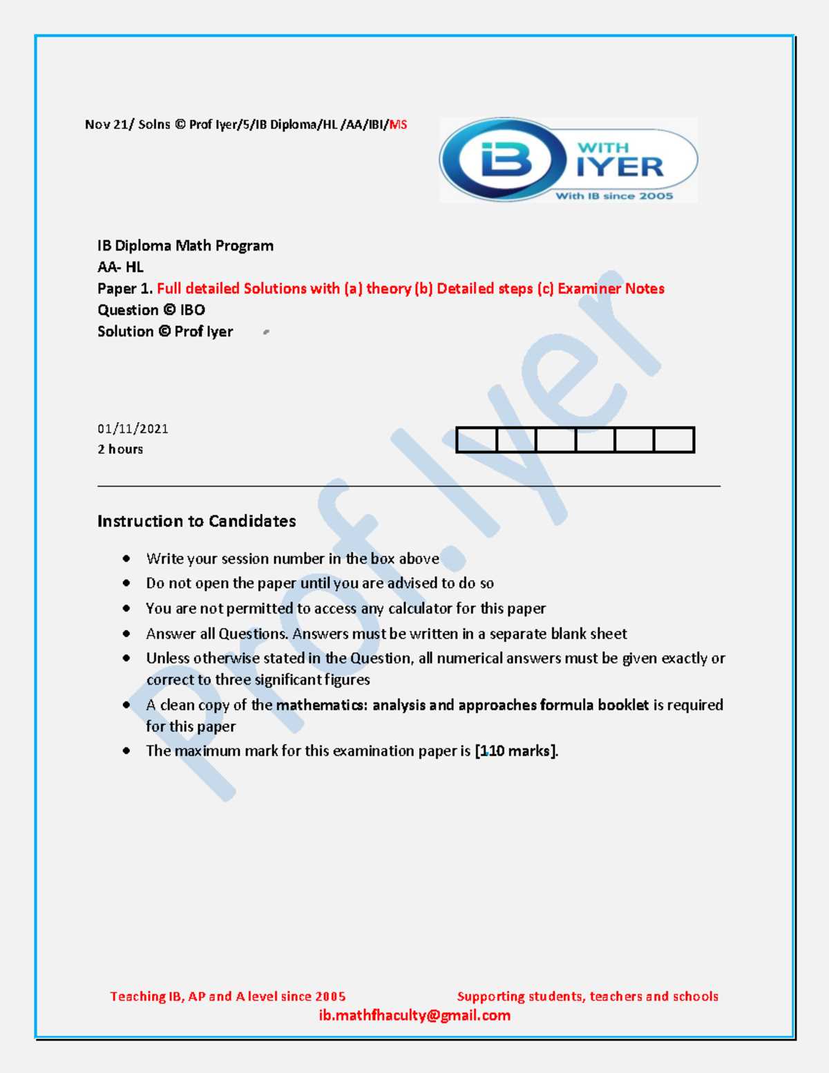 ib math hl answer keys