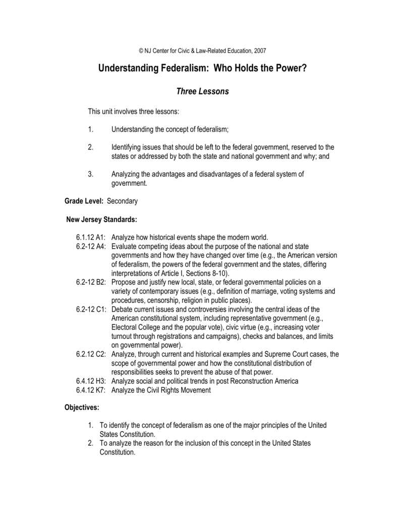 icivics the federal in federalism answer key