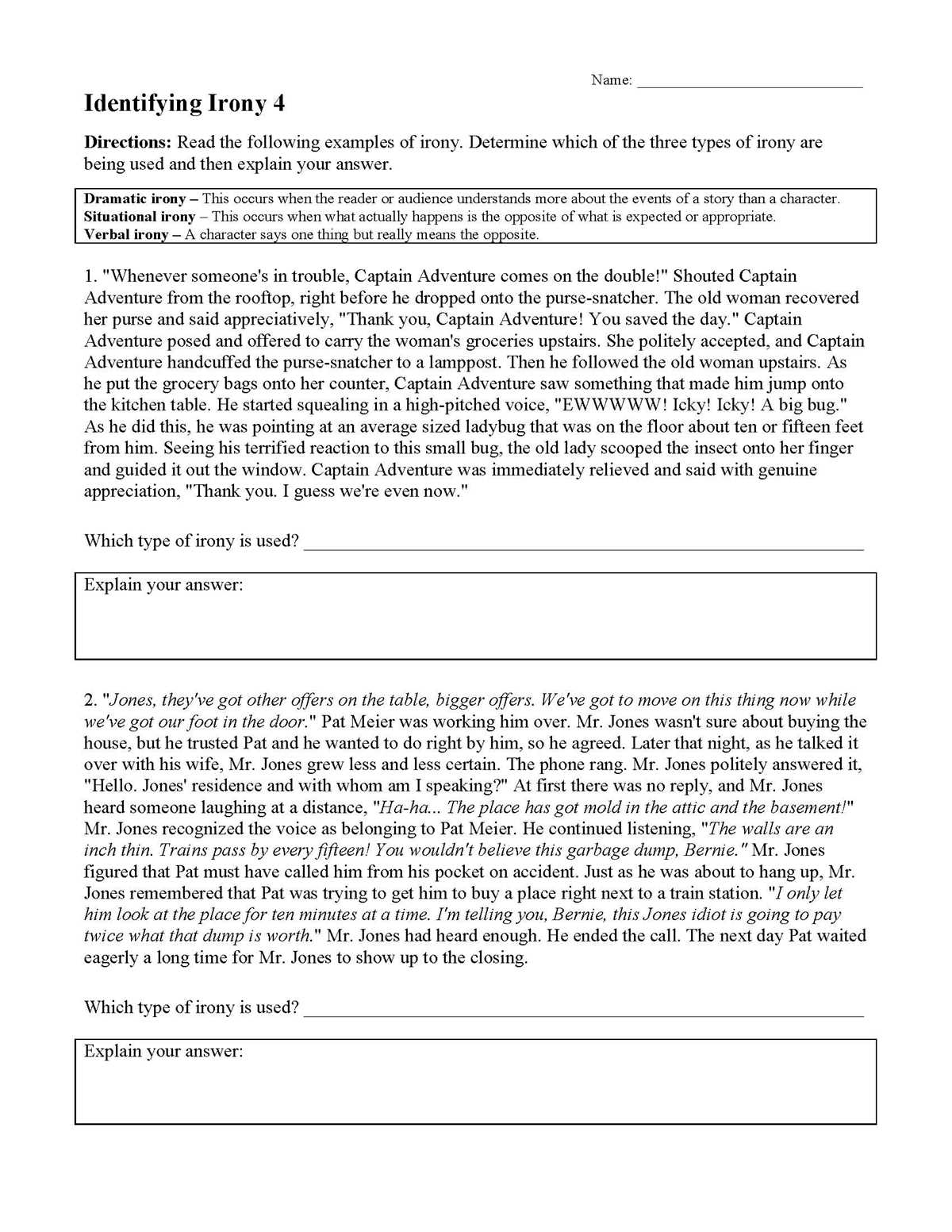identifying irony 4 answer key