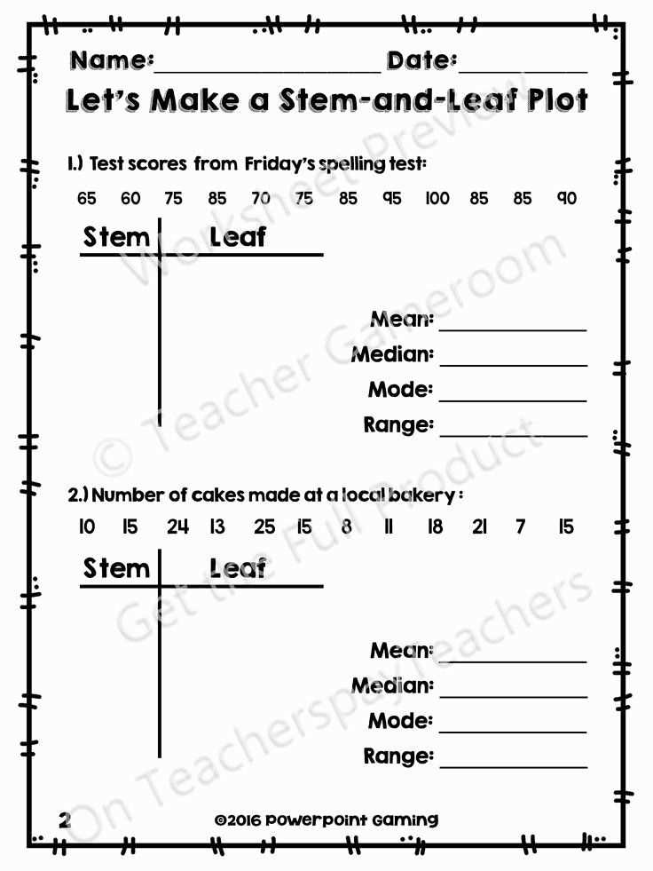 infinite algebra 1 stem and leaf plots answer key