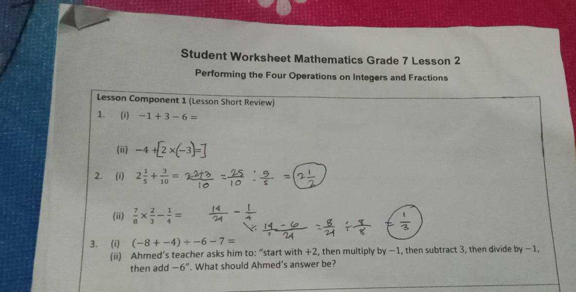 integars operations review answer key