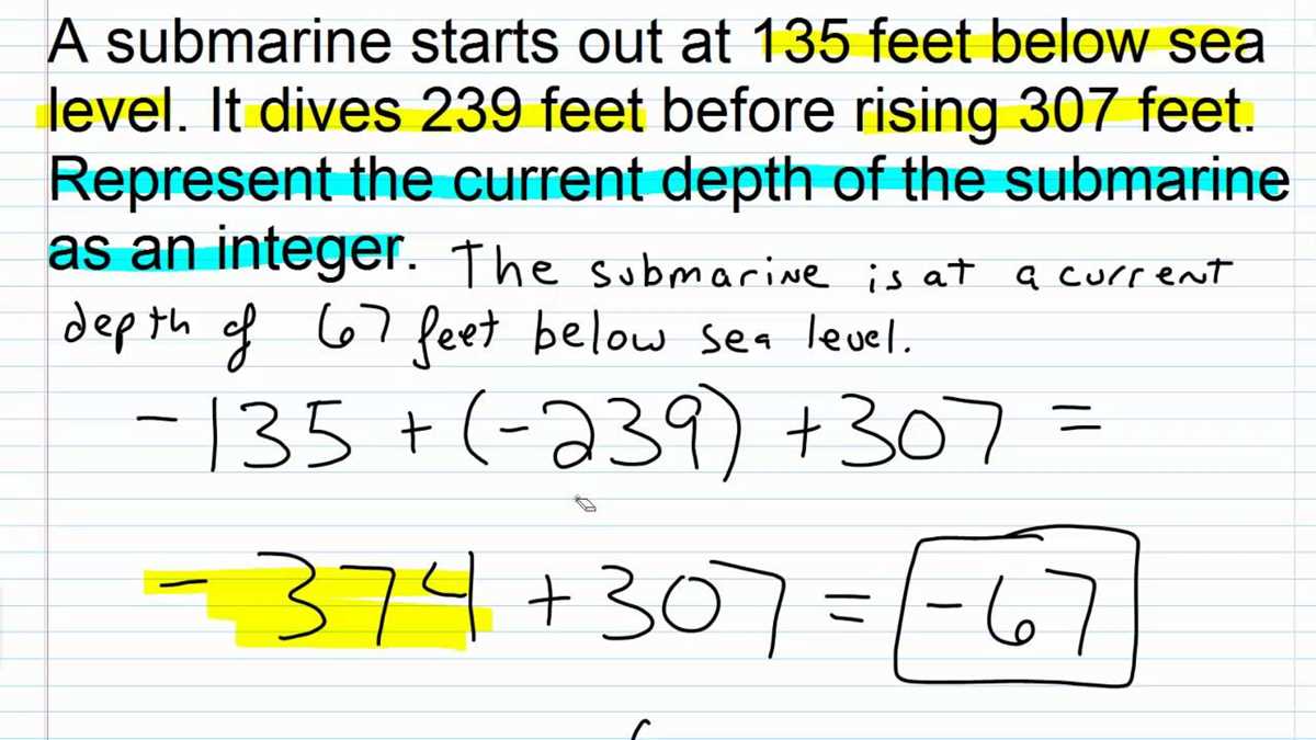 integer word problems answer key