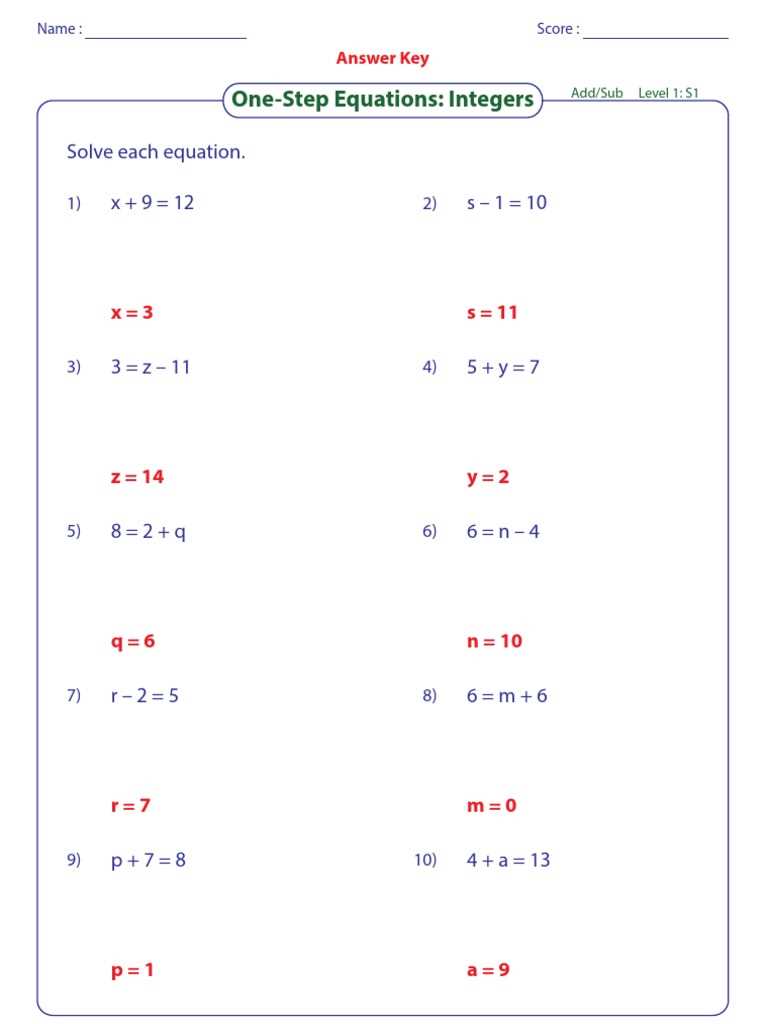 integers answer key