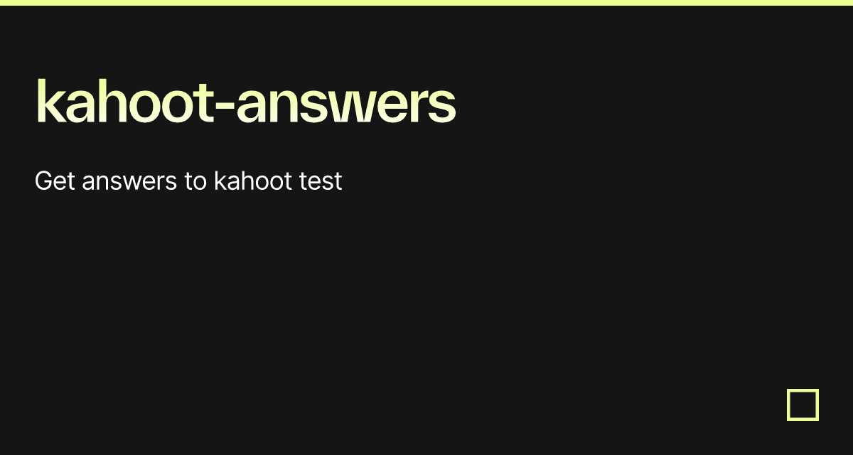 kahoot answers key