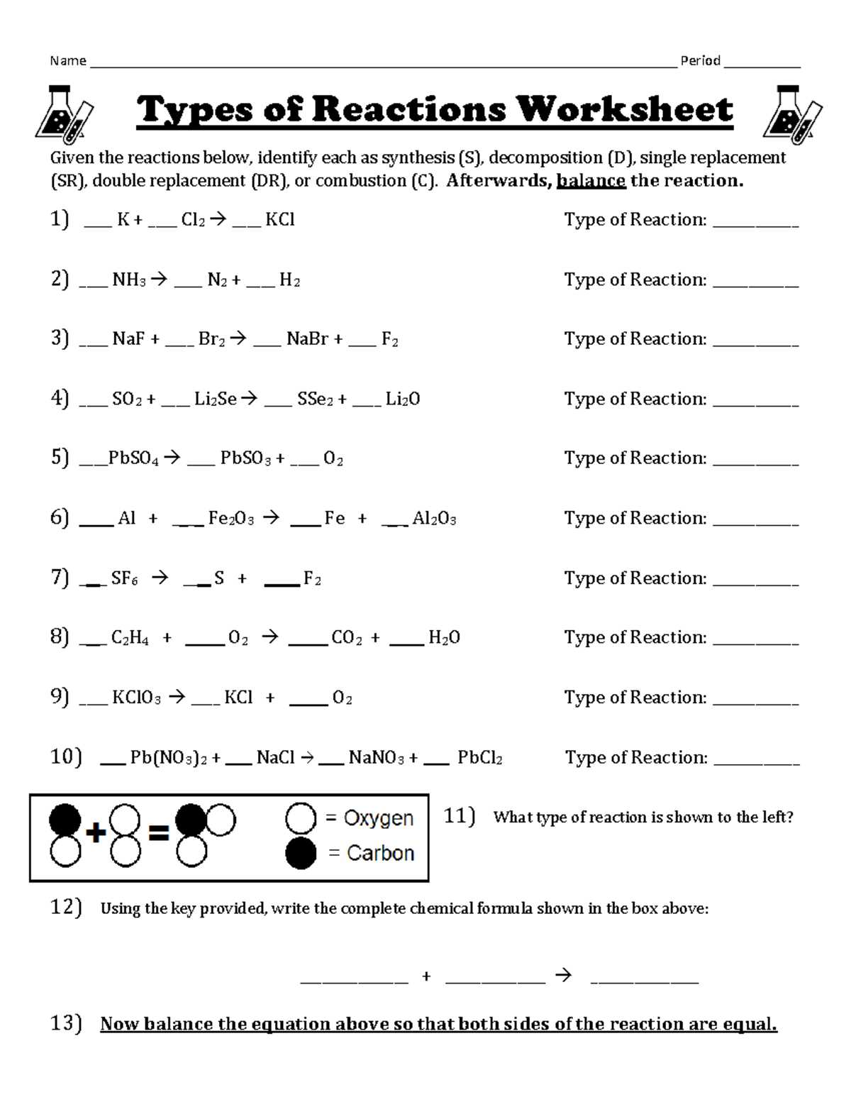 key concept builder lesson 2 types of chemical reactions answers