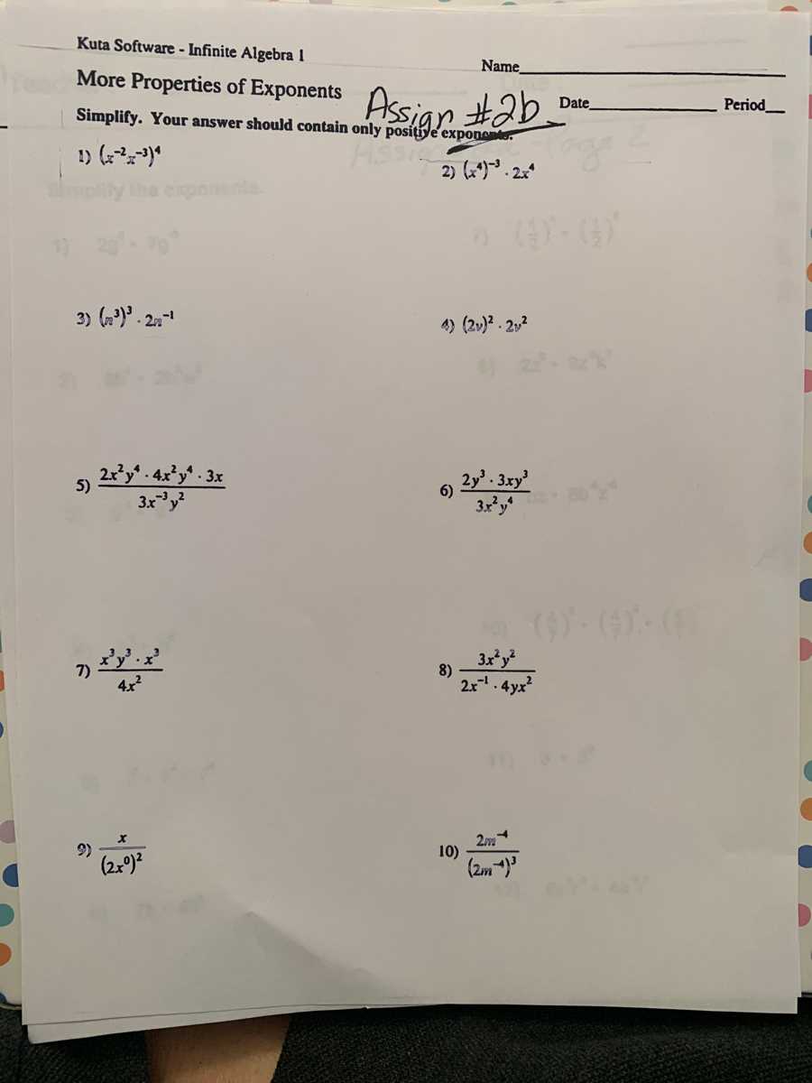kuta software infinite algebra 1 answer key properties of exponents